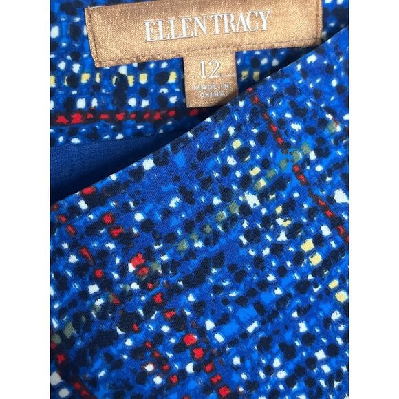 Ellen Tracy Women’s Skirt Size 12 Blue Red Black Pencil Work Career - Picture 8 of 9